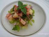 Salade de céleri branche et pêches blanches au Basilic