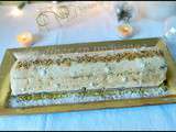 Bûche croustifondante au chocolat blanc et au pralin
