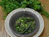 Salade d'avril - Boulgour, asperges, fèves, petits pois et herbes fraîches