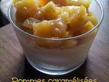 Pommes caramélisées sur panna cotta au miel