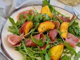 Salade aux pêches et jambon cru, à la fleur d'oranger, d'Ottolenghi