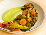 Légumes rôtis, sauce végétale crue à la courgette