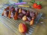 Brochettes de marget de canard aux pêches