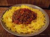 Courge spaghetti à la bolognaise de lentille
