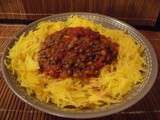Courge spaghetti à la bolognaise de lentilles