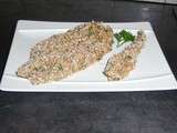 Filets de poisson panés aux céréales, ail et persil