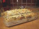 Gratin de pâtes au poulet, poireaux, et moutarde à l’ancienne