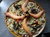 Spaghettis à lail et aux fruits de mer