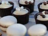 Coques de chocolat et ganache soyeuse au café