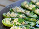 Courgettes farcies aux sardines et herbes du jardin