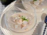 Crème de coco, pétoncles poêlées