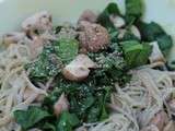 Nouilles de riz au wakamé, épinards frais et champignons (sans gluten) – What’s for lunch today