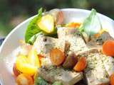 Salade au tofu mariné, vinaigrette au millet brun (sans gluten, ni caséine de lait)