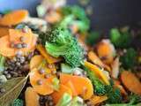 Wok de lentillons de champagne, légumes d’hiver et curry pour un déjeuner de grenouilles : What’s for lunch today