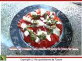 Salade de tomates, mozzarella et pesto de fanes de radis