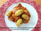 Saucisses blanches en sauce et petites pommes de terre