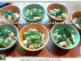 Verrines crevettes, crabe et kiwis
