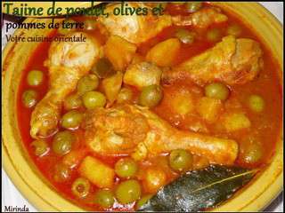 Tajine de poulet, olives et pommes de terre