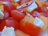 Salade de tomates cerises melon et mozzarella
