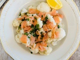 Salade tiède de chou-fleur au saumon fumé