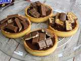 Tartelettes chocolat caramel au Kinder, Kit kat, Snickers, Twix