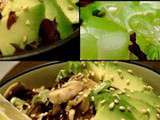 Salade tiède de riz brun aux algues, shiitake et avocat