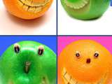 Sculptures de Fruits: l'Orange Souriante et la Pomme qui Rit