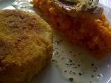 Filet de rouget sur lit de carottes, croquette de poisson et pomme de terre, sauce Origan Estragon