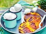 Ananas grillé au barbecue et glace coco