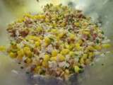 Salade Tatie Josette (riz, maïs, tomates, thon, ciboulette)
