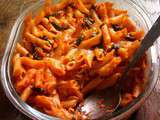 Gratin de pâtes tomates mozzarella basilic (pennes al forno)