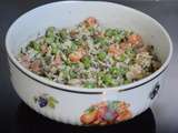 Salade de riz, petits pois, lentilles et saumon au lait de coco (ig bas)