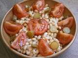 Salade de haricots coco, tomates et sauce Sakari