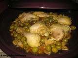Tajine de poulet, olives, champignons