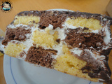 Cake Battenberg vanille chocolat à la crème