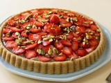 Tarte façon financier aux fraises et crème de pistache ig bas