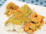 Dos de cabillaud et crevettes au curry * recette légère