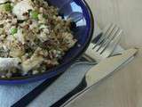 Salade de quinoa, boulgour, petit pois, feta et menthe