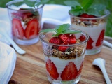 Verrines fraises granola sans gluten lait œuf