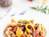 Salade de pâtes aux tomates, olives & basilic – façon pasta alla crudaiola