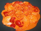 Crevettes roses (gambas) et poivron rouge