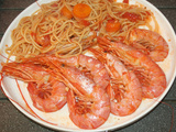 Gambas et spaghetti sauce à l'italienne