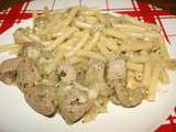 Rognons blancs (testicules) d'agneau sauce au Chablis et Chaource