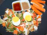 Salade sauce asiatique, œuf et surimi