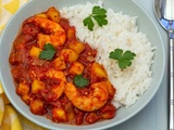 Curry de crevettes à la mangue et riz au lait de coco