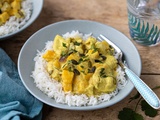Curry de poulet, mangue et coco