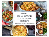 Menu de la semaine - Du 02 au 08 octobre