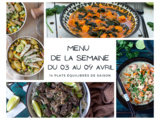 Menu de la semaine - Du 03 au 09 avril