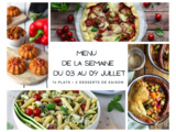 Menu de la semaine - Du 03 au 09 juillet