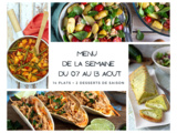 Menu de la semaine - Du 07 aout au 13 aout